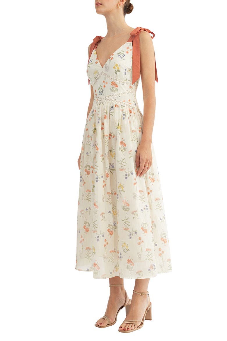 Selah Tie Strap Midi Dress, Alternate, color, MULTI FLORAL