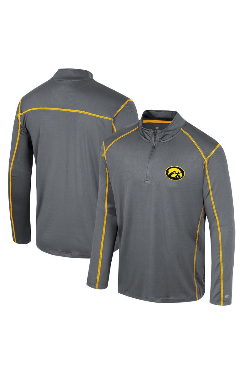 COLOSSEUM Men's Colosseum Black Iowa Hawkeyes Cameron Quarter-Zip Windshirt, Main, color, 