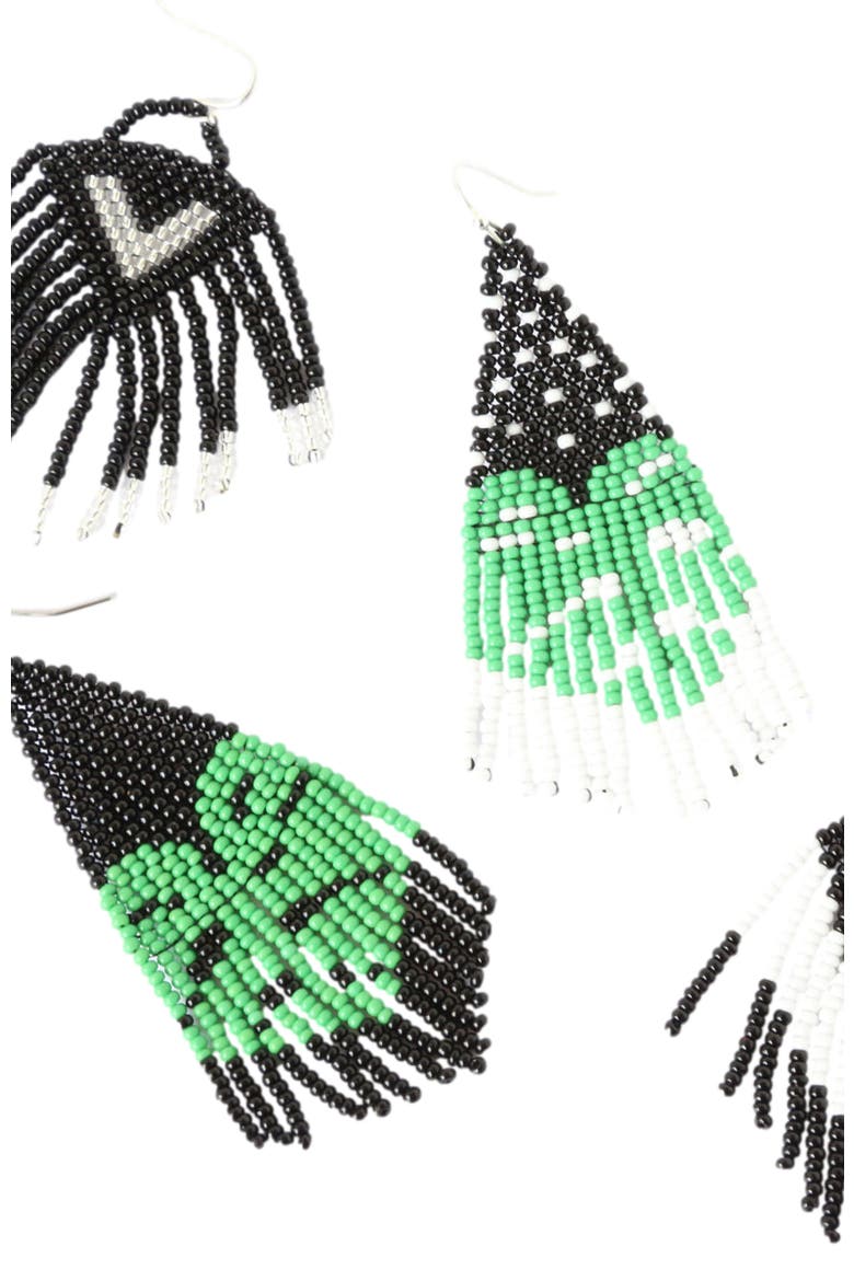 Black Monstera Earrings, Alternate, color, Black