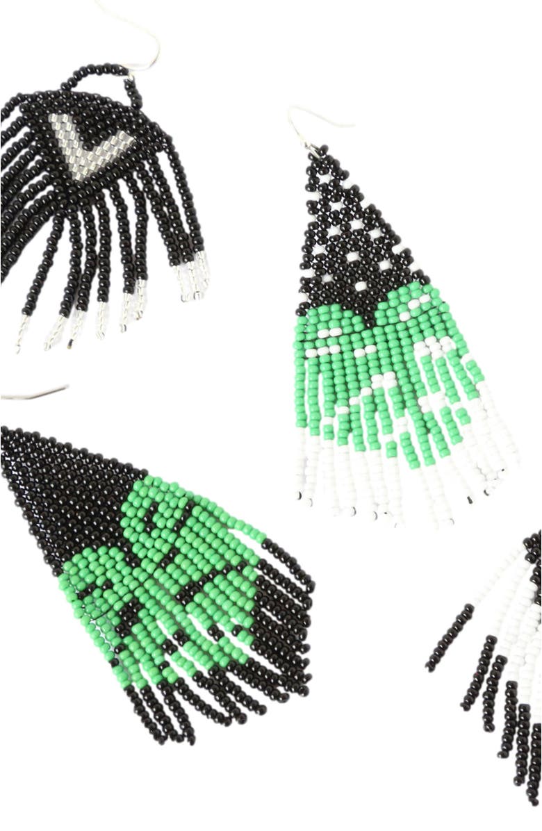 Fosterie Black Monstera Earrings, Alternate, color, Black