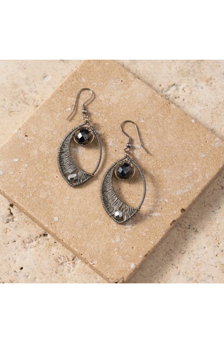 Ten Thousand Villages Ojo Wire Wrapped Earrings, Alternate, color, Silver