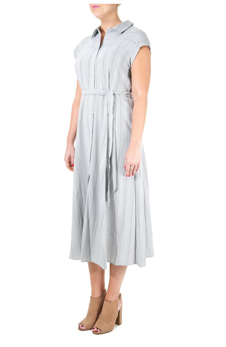 Nina Leonard Striped Button Front Midi Dress, Alternate, color, 