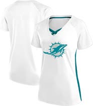 FANATICS Women's Fanatics White Miami Dolphins Plus Size Glitter Lace-Up V- Neck T-Shirt