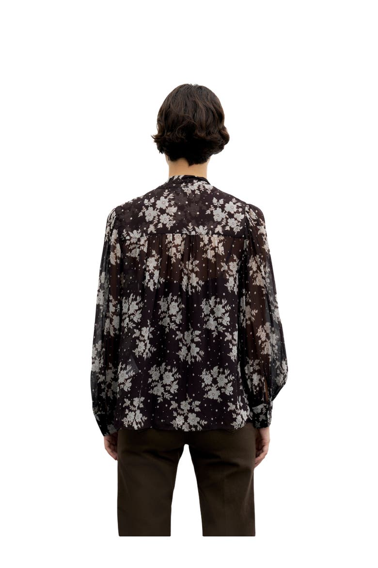 Loa Tie Neck Shirt, Alternate, color, Brown