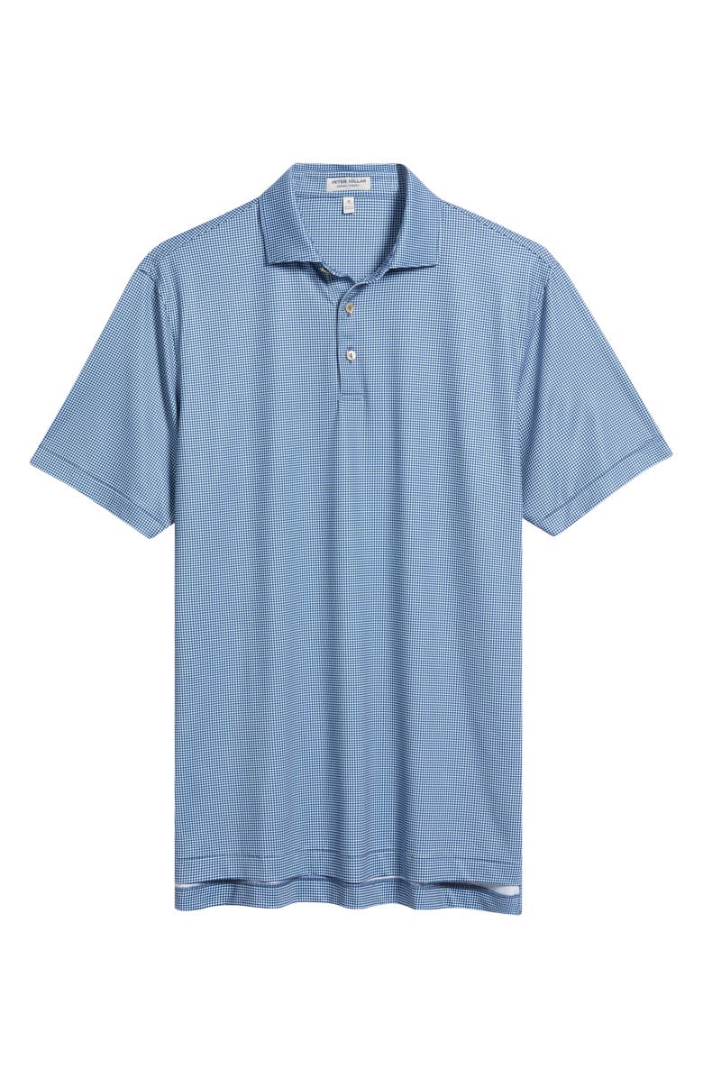 Peter Millar Gingham Performance Jersey Polo, Alternate, color, Blue Haze