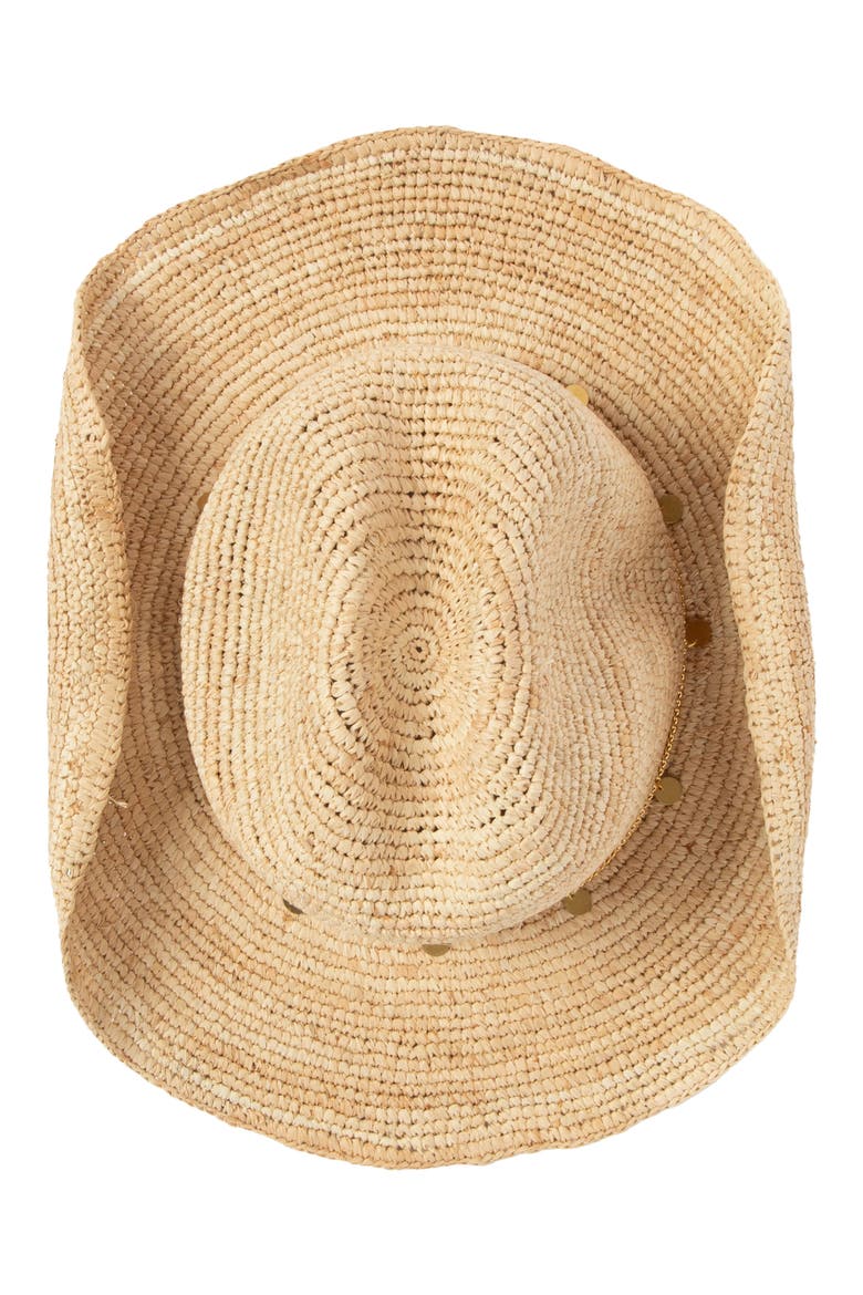 Chain Detail Raffia Cowboy Hat, Alternate, color, NATURAL