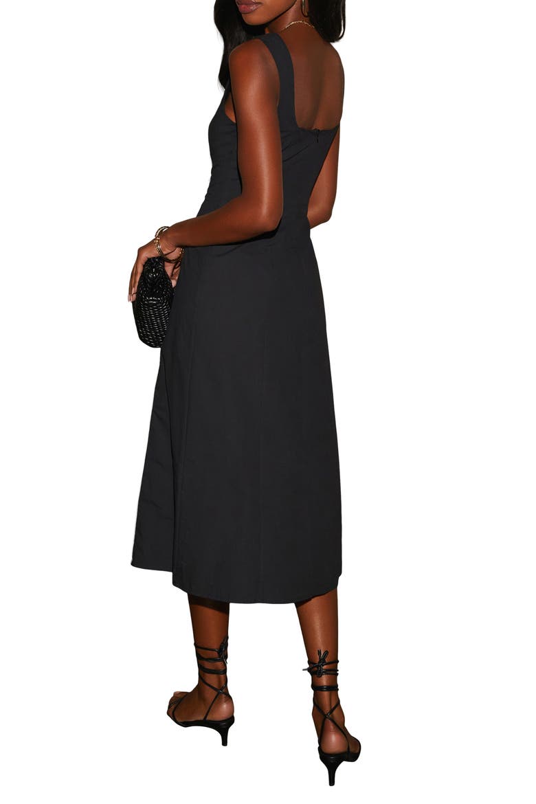 Solange Contrast Piping Cotton Midi Dress, Alternate, color, BLACK/ WHITE