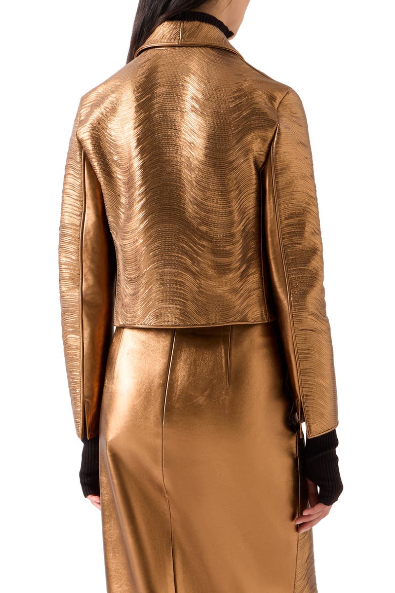Lambskin Nappa Leather Moto Jacket, Alternate, color, GOLD