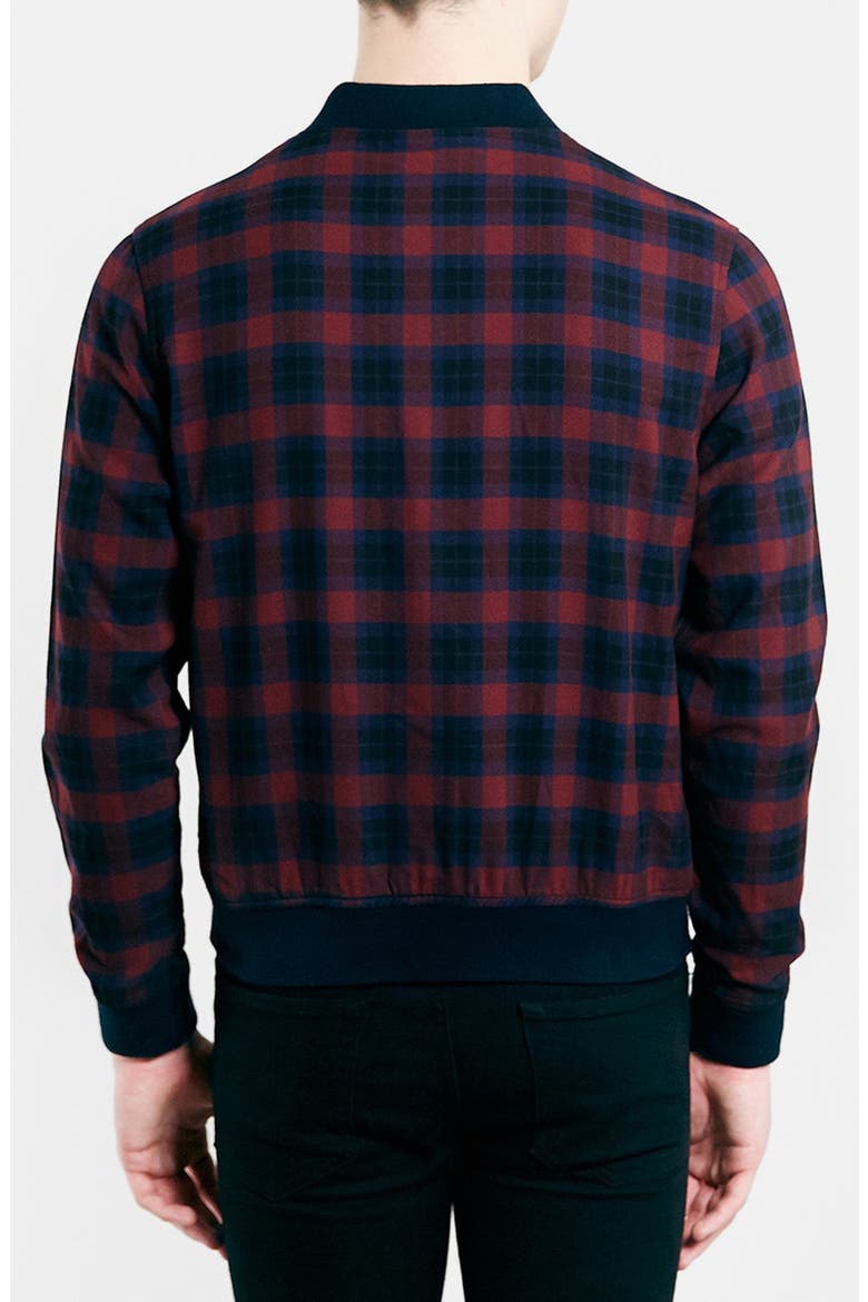 Check Bomber Jacket, Alternate, color, BURGUNDY MULTI