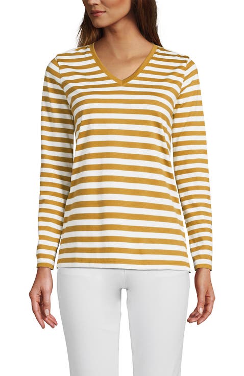 Relaxed Supima Cotton Long Sleeve V-Neck T-Shirt