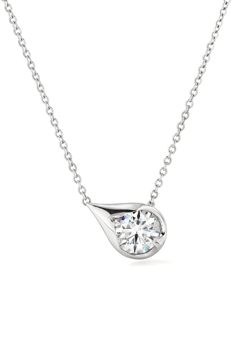 HEARTS ON FIRE Lu Droplet Pendant Necklace, Main, color, White Gold/ Diamond