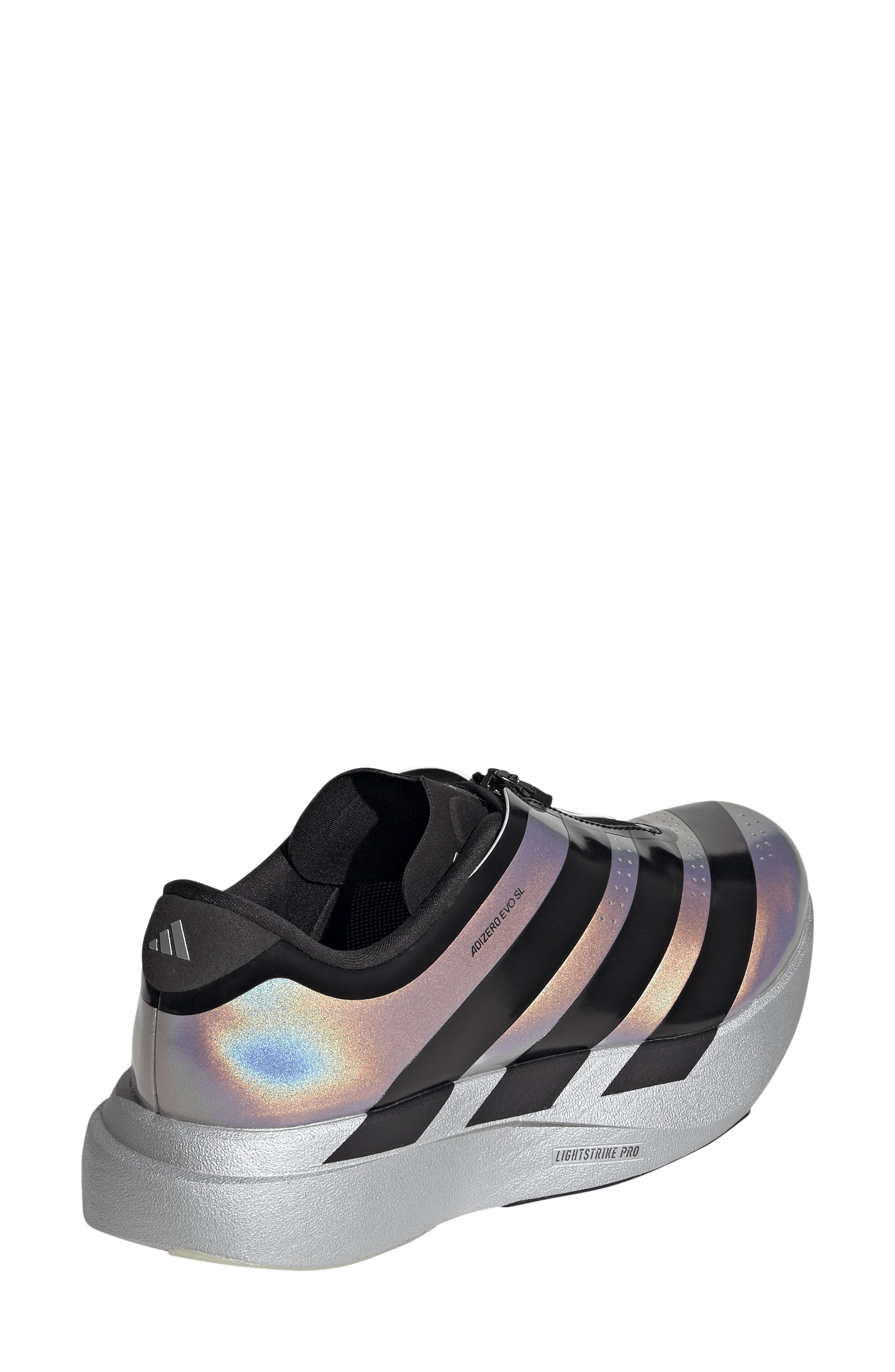 Adizero Evo SL Zip Running Shoe, Alternate, color, SILVER/ BLACK/ HALO SILVER