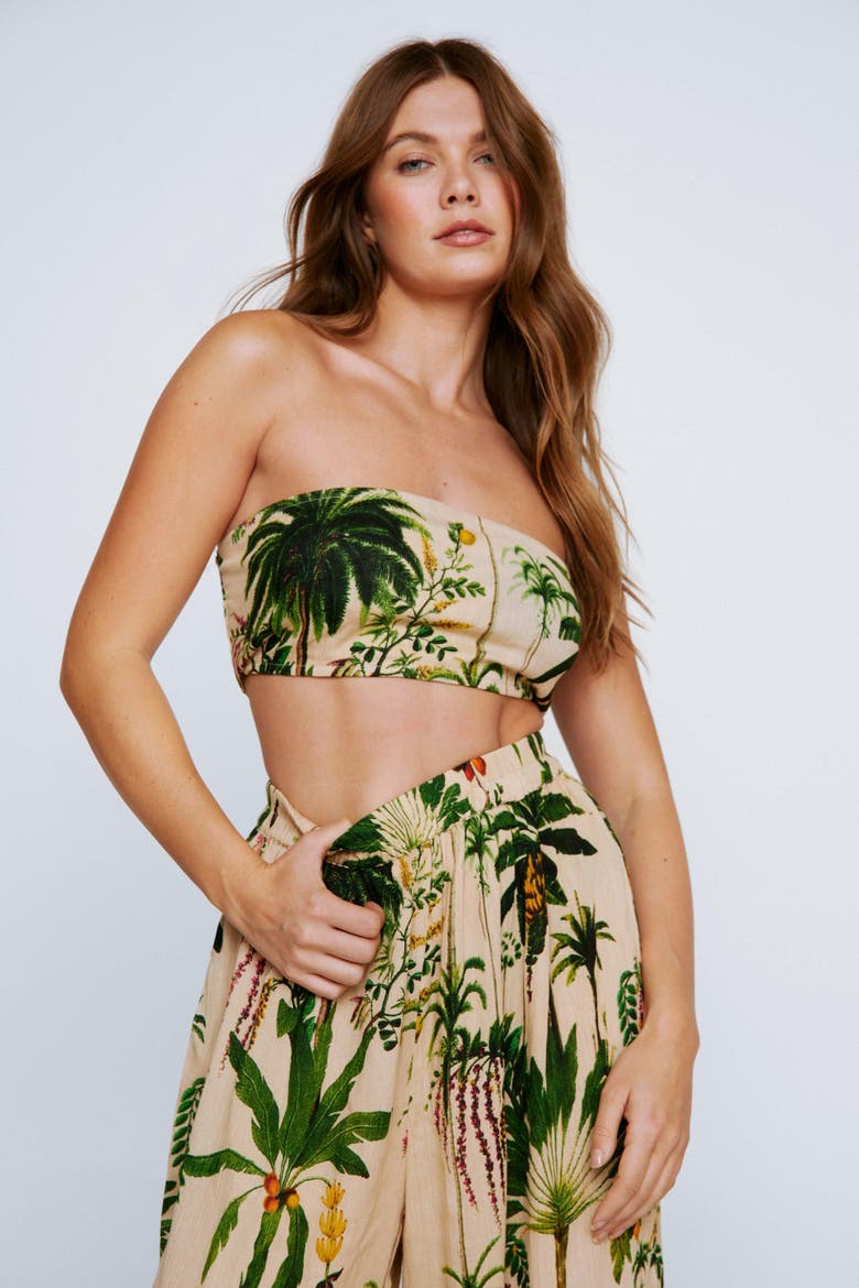 Palm Tree Top and Bottom 3 Pc Beach Set, Alternate, color, Nude