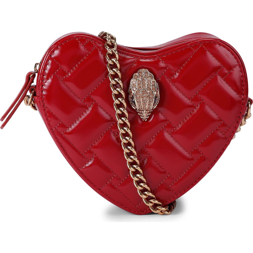 Kurt Geiger Mini Heart-shape Quilted Shoulder Bag In Red