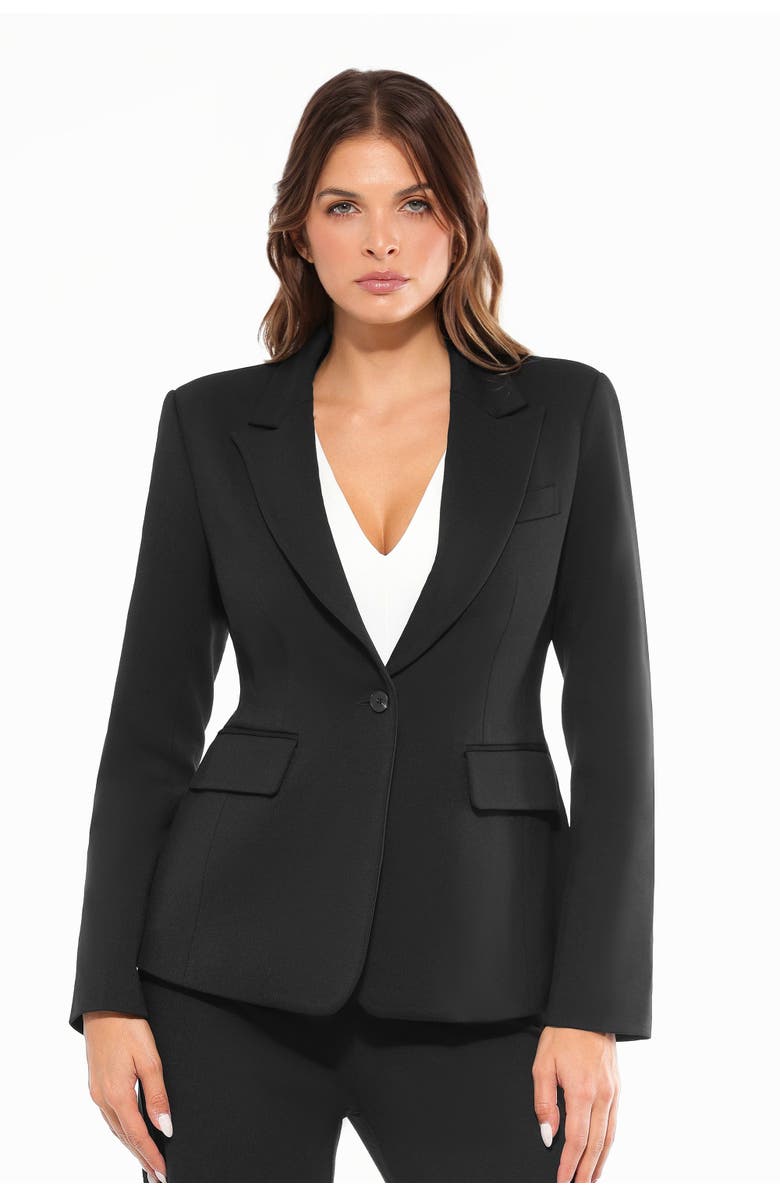 Popilush Shape-Sculpting Fitted Jacket, Main, color, Midnight Black