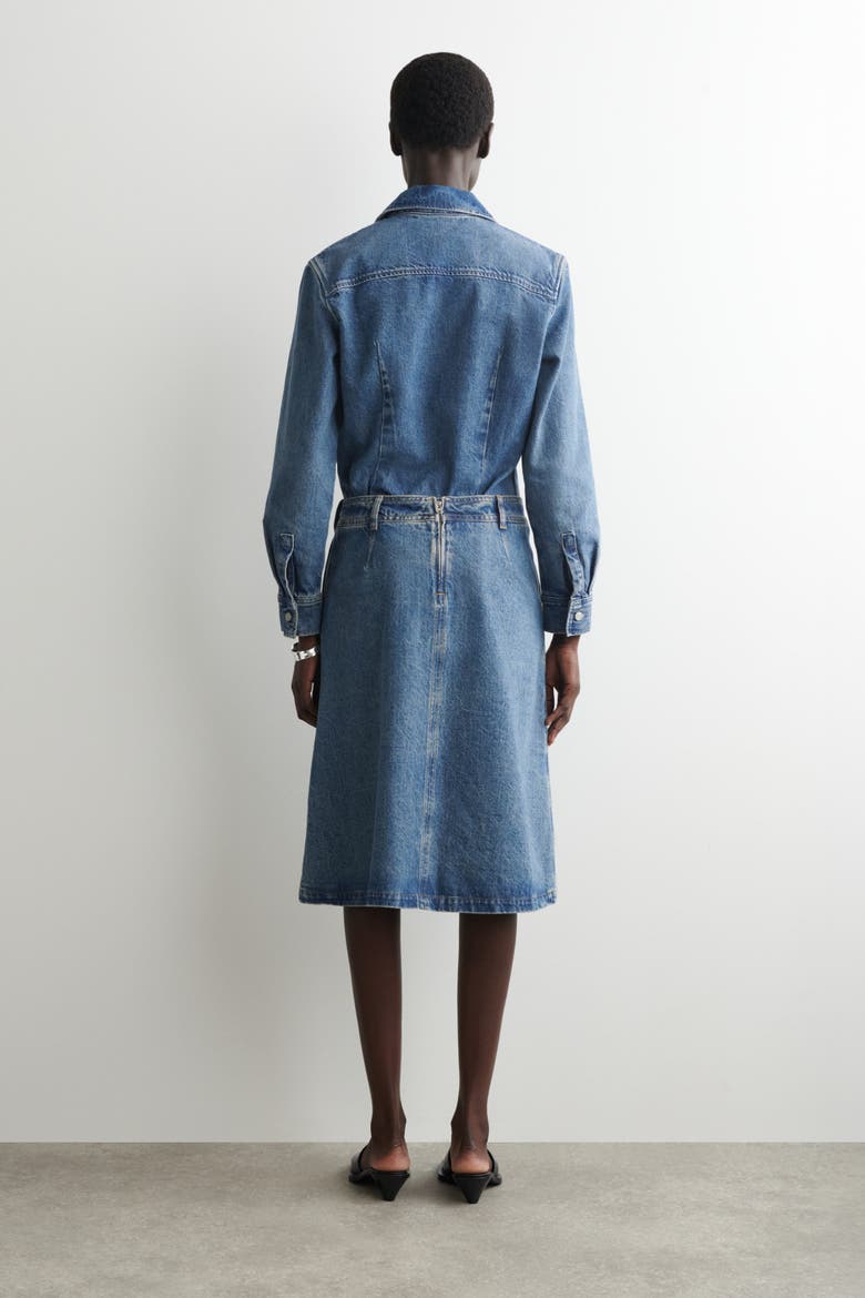 Denim A-Line Utility Skirt, Alternate, color, BLUE