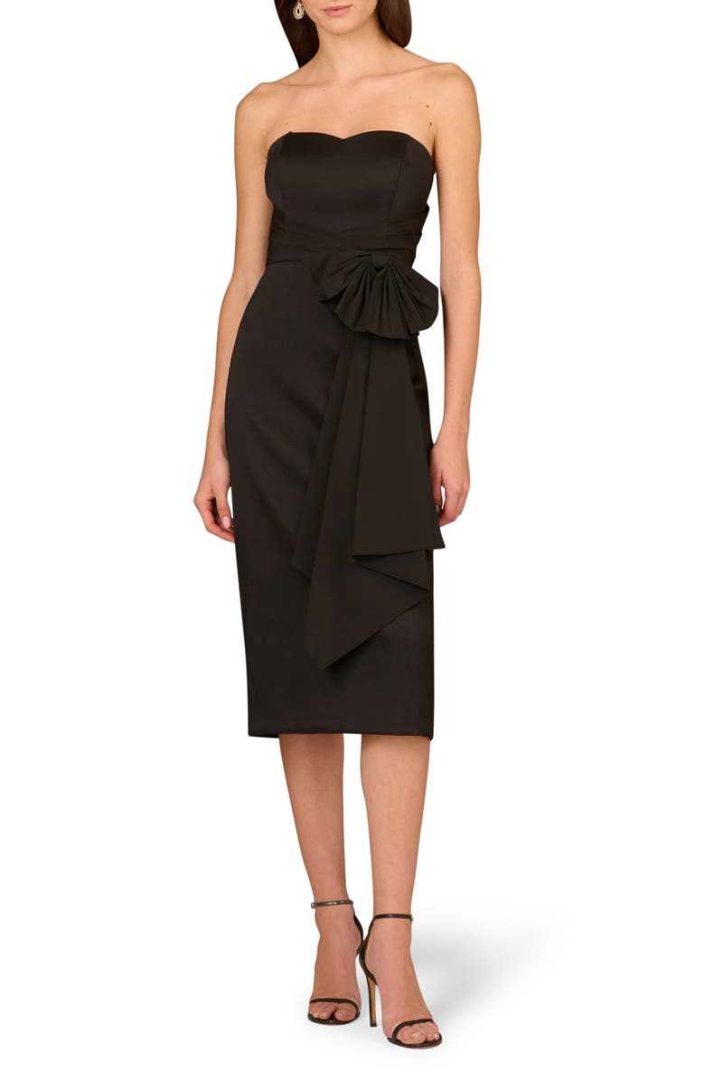 Aidan Mattox by Adrianna Papell Strapless Stretch Mikado Cocktail Midi Dress, Main, color, 