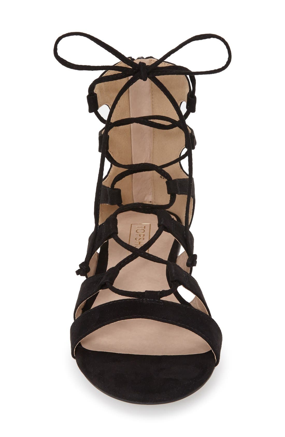Lace-Up Gladiator Sandal, Alternate, color, BLACK