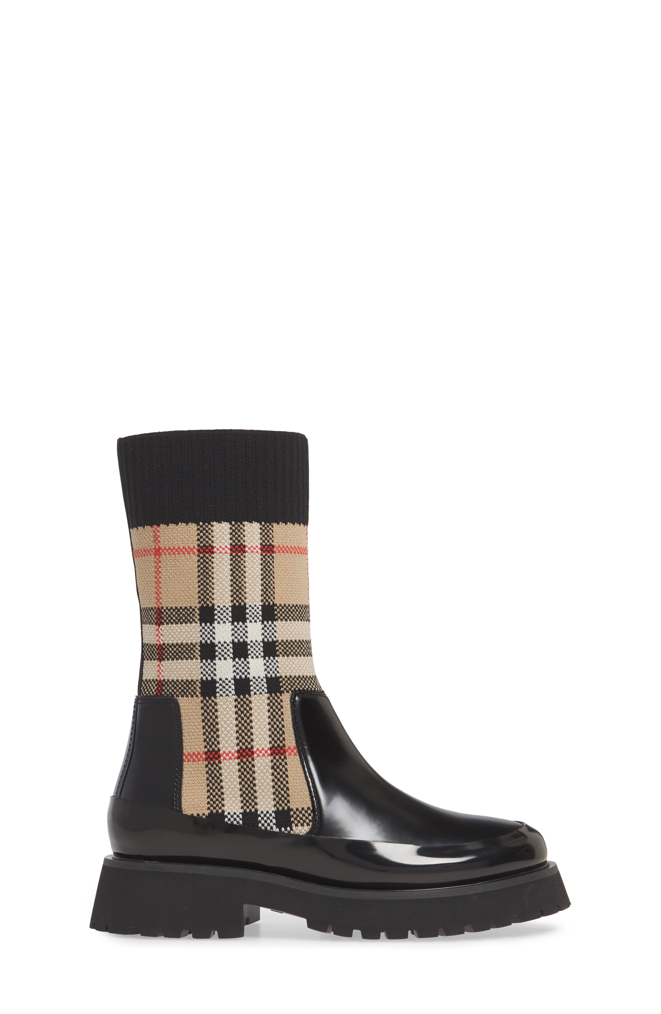 Burberry Sock Knit Chelsea Boot, Alternate, color, 