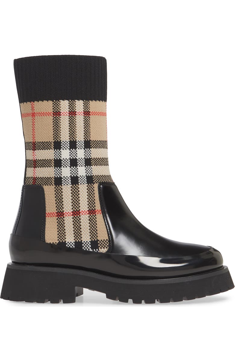 Burberry Sock Knit Chelsea Boot, Alternate, color,