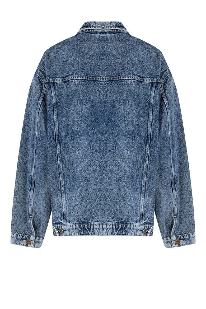 Pure Cotton Free Heaven Denim Jacket With Washed Effect, Alternate, color, blue