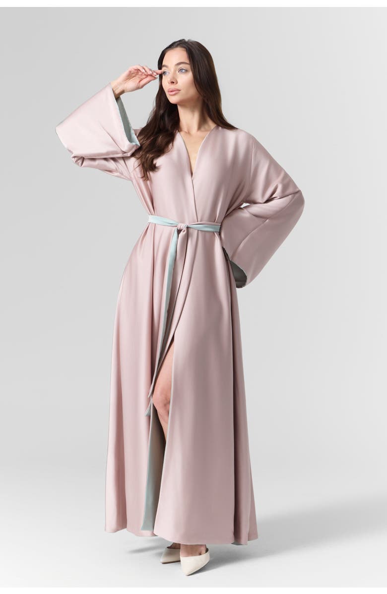 Le Fafo Luna Reversible Silk Belted Dress, Alternate, color, Pink/Green