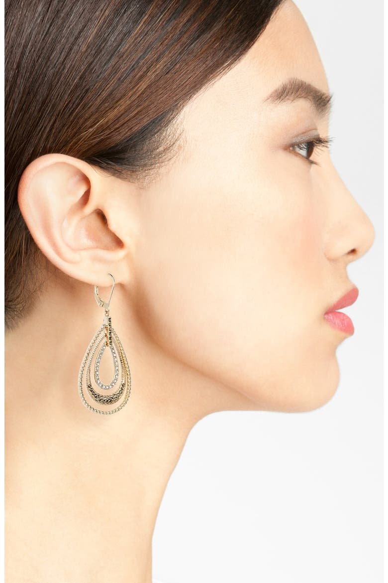 Orbital Triple Teardrop Hoop Earrings, Alternate, color, MARCASITE/ CRYSTAL/ GOLD