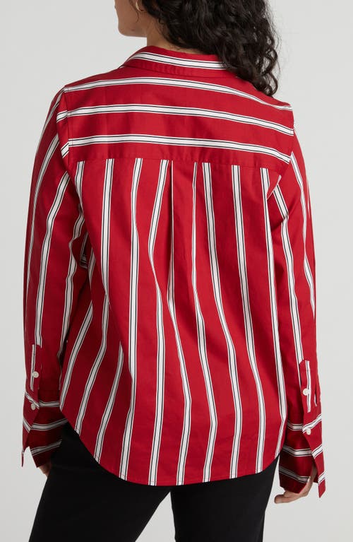 Universal Standard Henning X Us Madison Poplin Button-up Shirt In Red/white Stripe