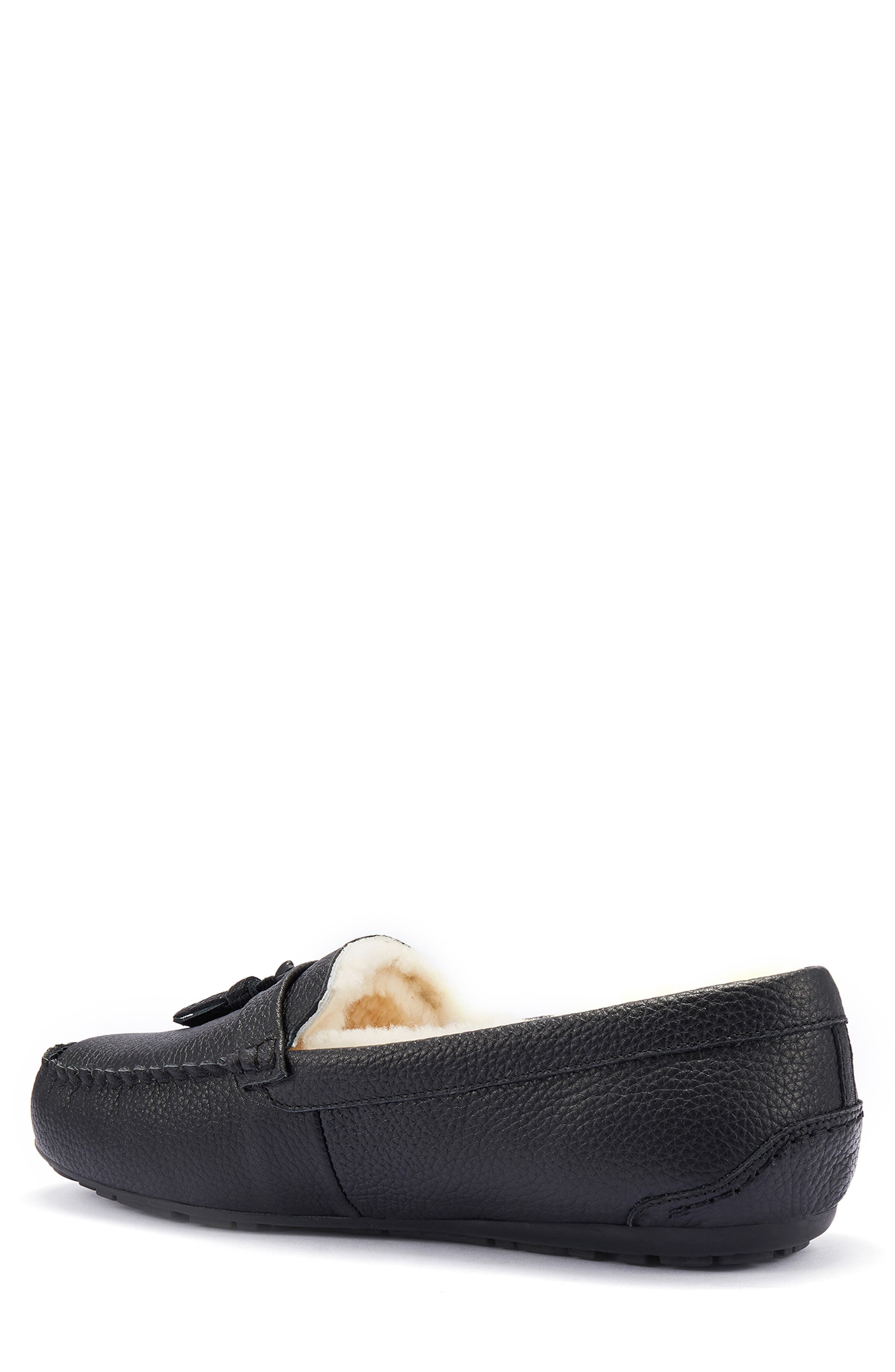 Australia Luxe Collective Hamilton Genuine Shearling Lined Tassel Loafer, Alternate, color, Crow