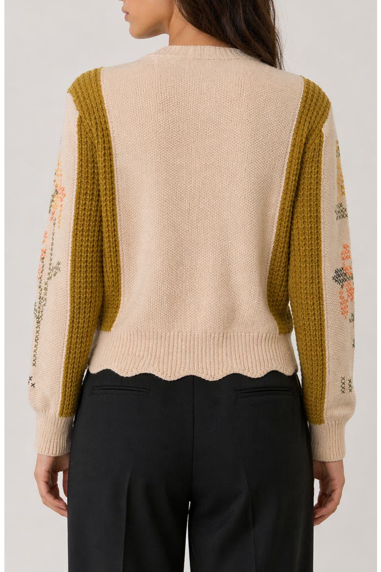 Floral Stitch Cardigan, Alternate, color, BEIGE