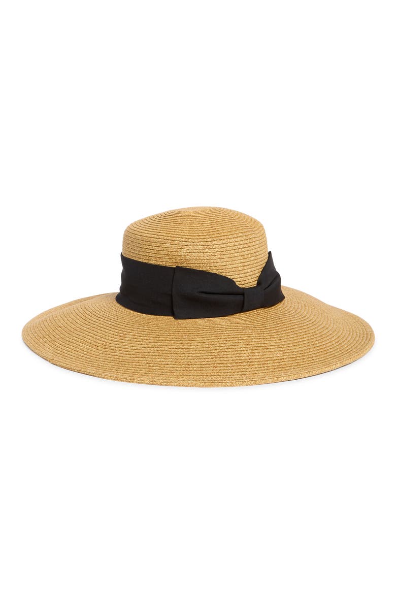 Floppy Bow Sun Hat, Alternate, color, DARK NATURAL