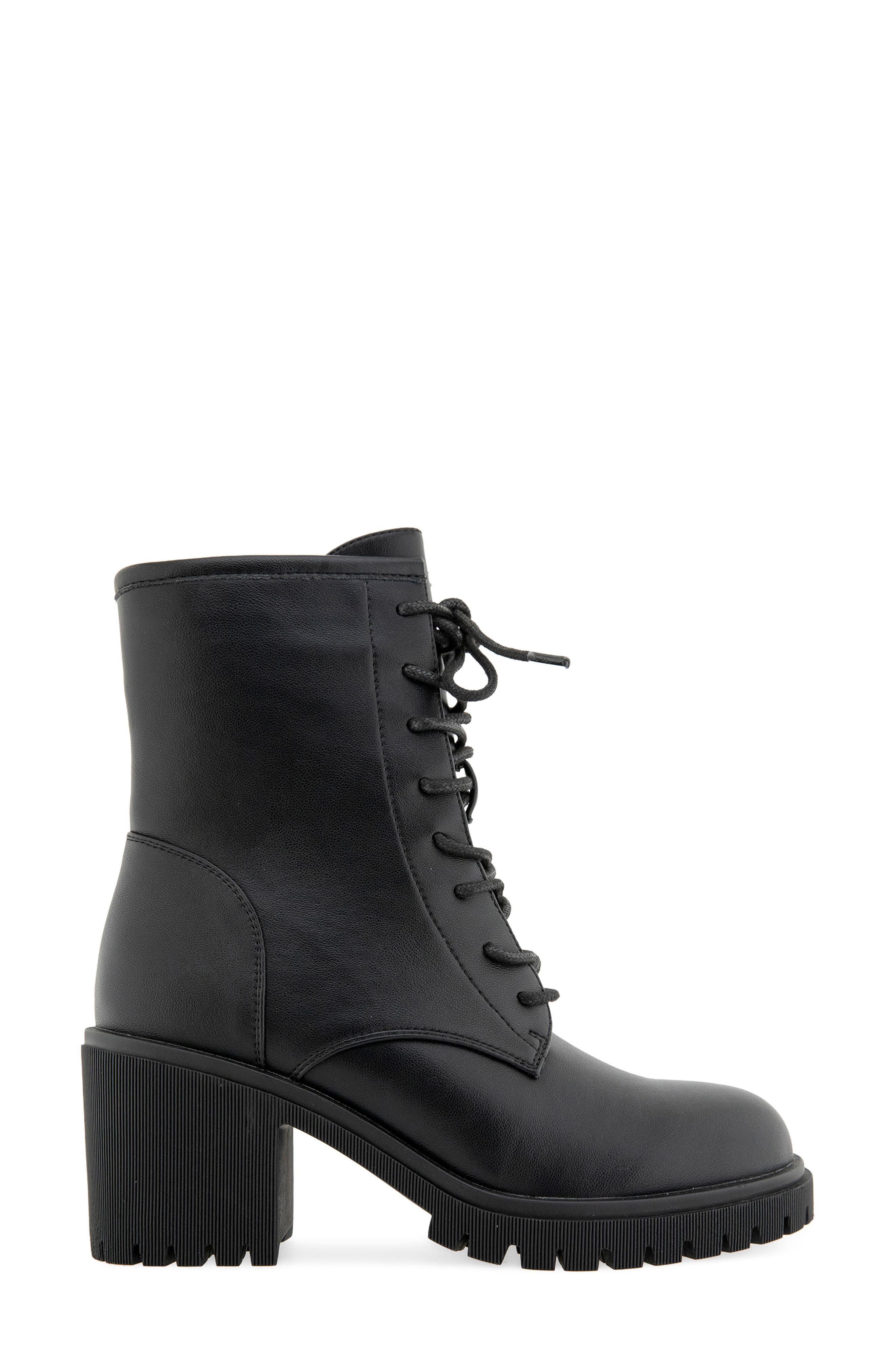 Scout Faux Leather Combat Boot, Alternate, color, BLACK