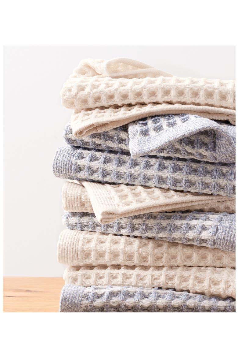 Set of 4 Pure Yarn Dyed Cotton Waffle Washcloths, Alternate, color, NATURAL