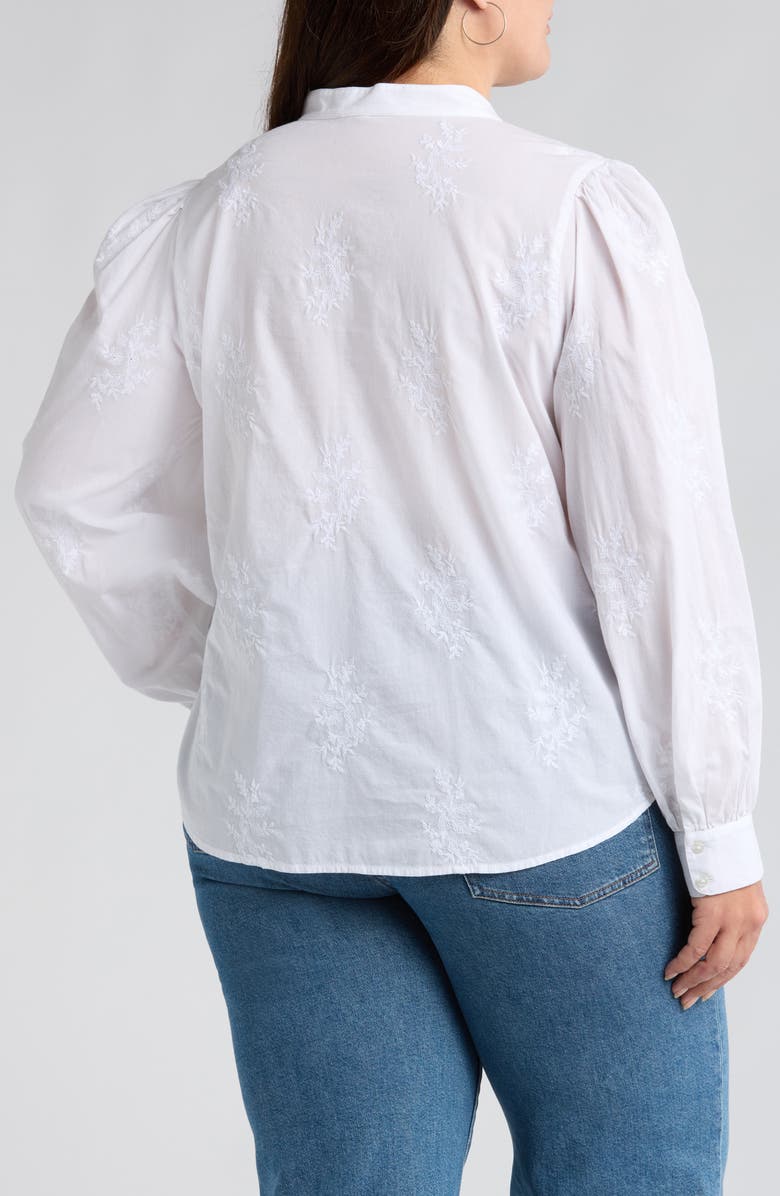 Caslon<sup>®</sup> Embroidered Cotton Button-Up Shirt, Alternate, color, White
