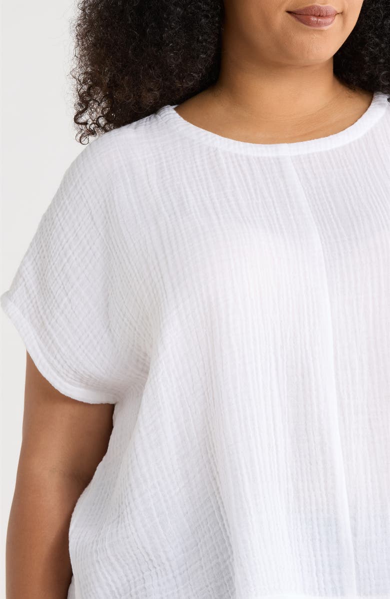 Eileen Fisher Boxy Organic Cotton Gauze Top, Alternate, color, White