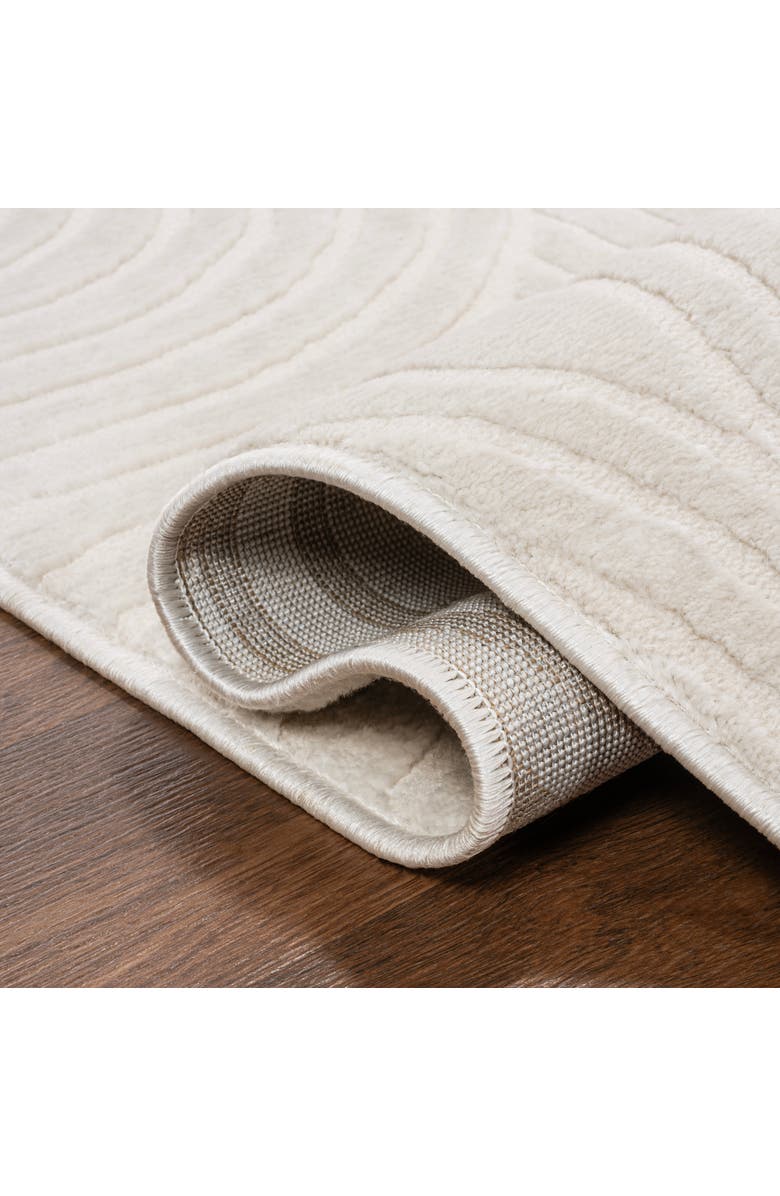 JONATHAN Y Ariana MidCentury Art Deco Striped Arches Two-Tone High-Low Area Rug, Alternate, color, White/Cream