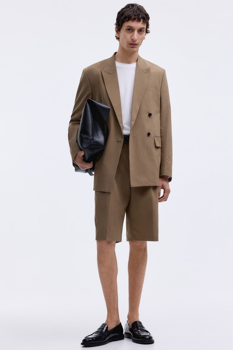 Relaxed Fit Double-breasted Jacket, Alternate, color, Dark beige