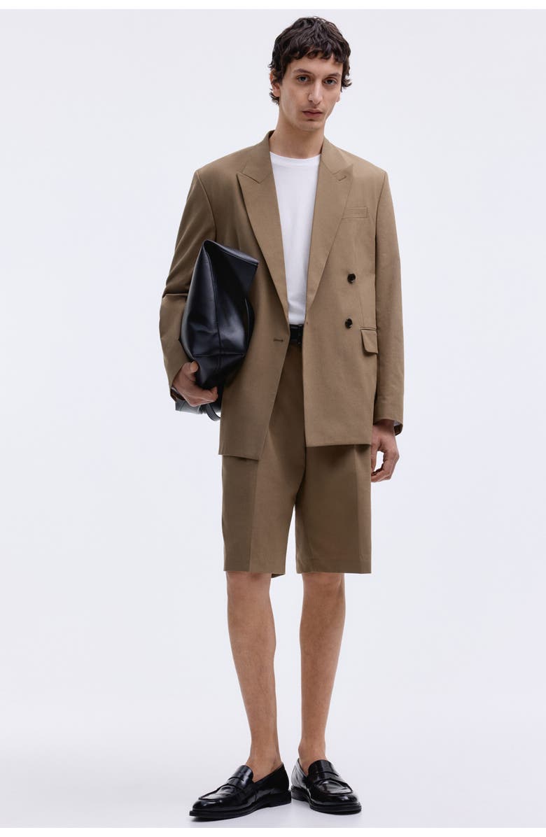 H&M Relaxed Fit Double-breasted Jacket, Alternate, color, Dark Beige