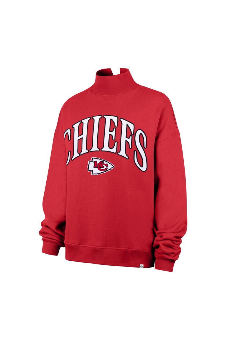 Women's '47 Red Kansas City Chiefs Oversized Vantage Mock Neck Sweatshirt, Alternate, color, Red