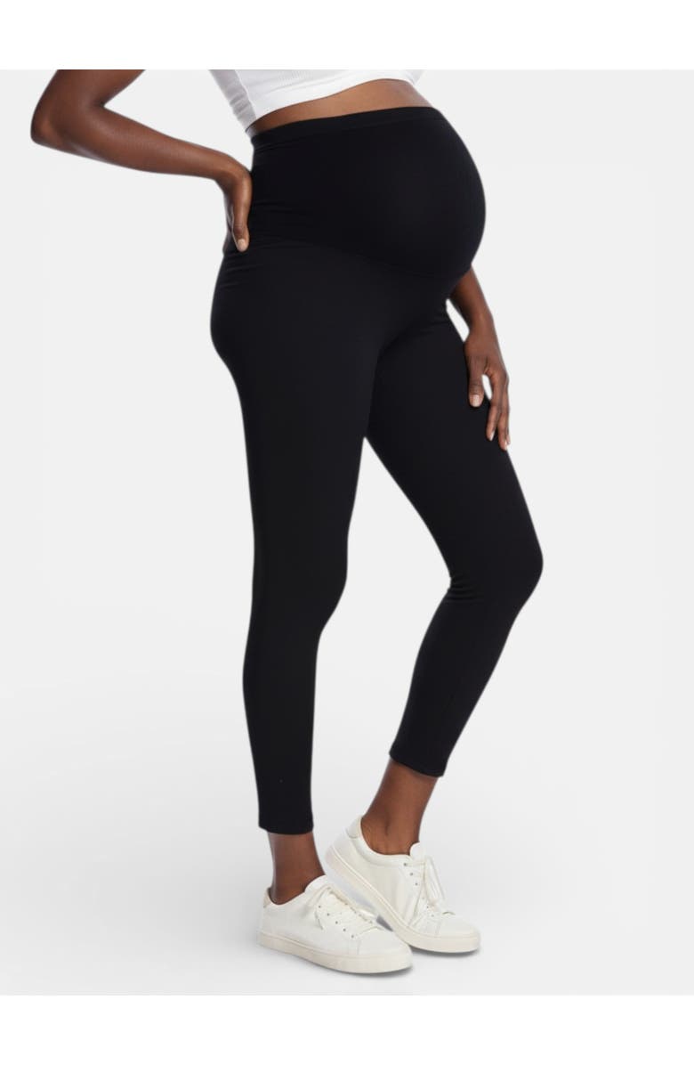 MOTHERHOOD MATERNITY Essential Stretch Secret Fit Over the Belly Maternity Leggings, Alternate, color, Black