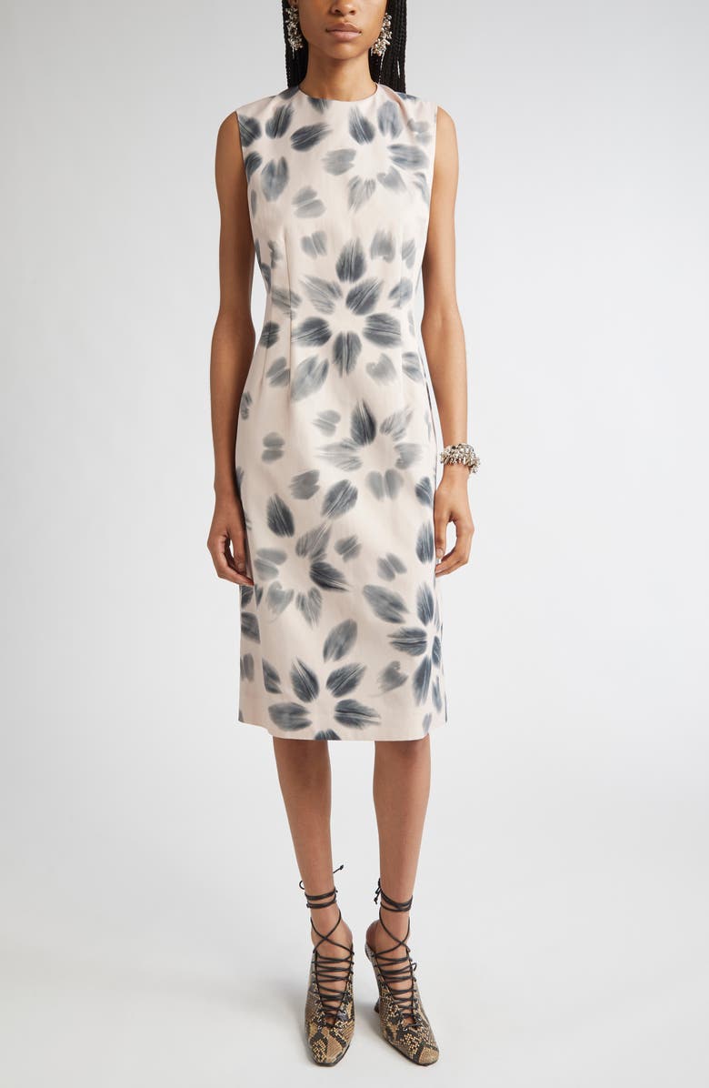 Dries Van Noten Delavina Orchid Petal Print Sheath Dress, Main, color, Blush