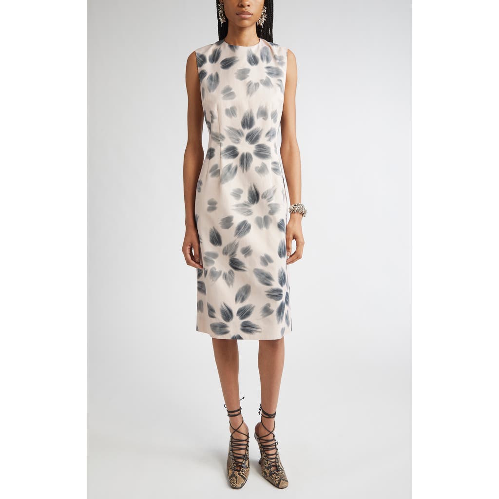 Dries Van Noten Delavina Orchid Petal Print Sheath Dress In Pink