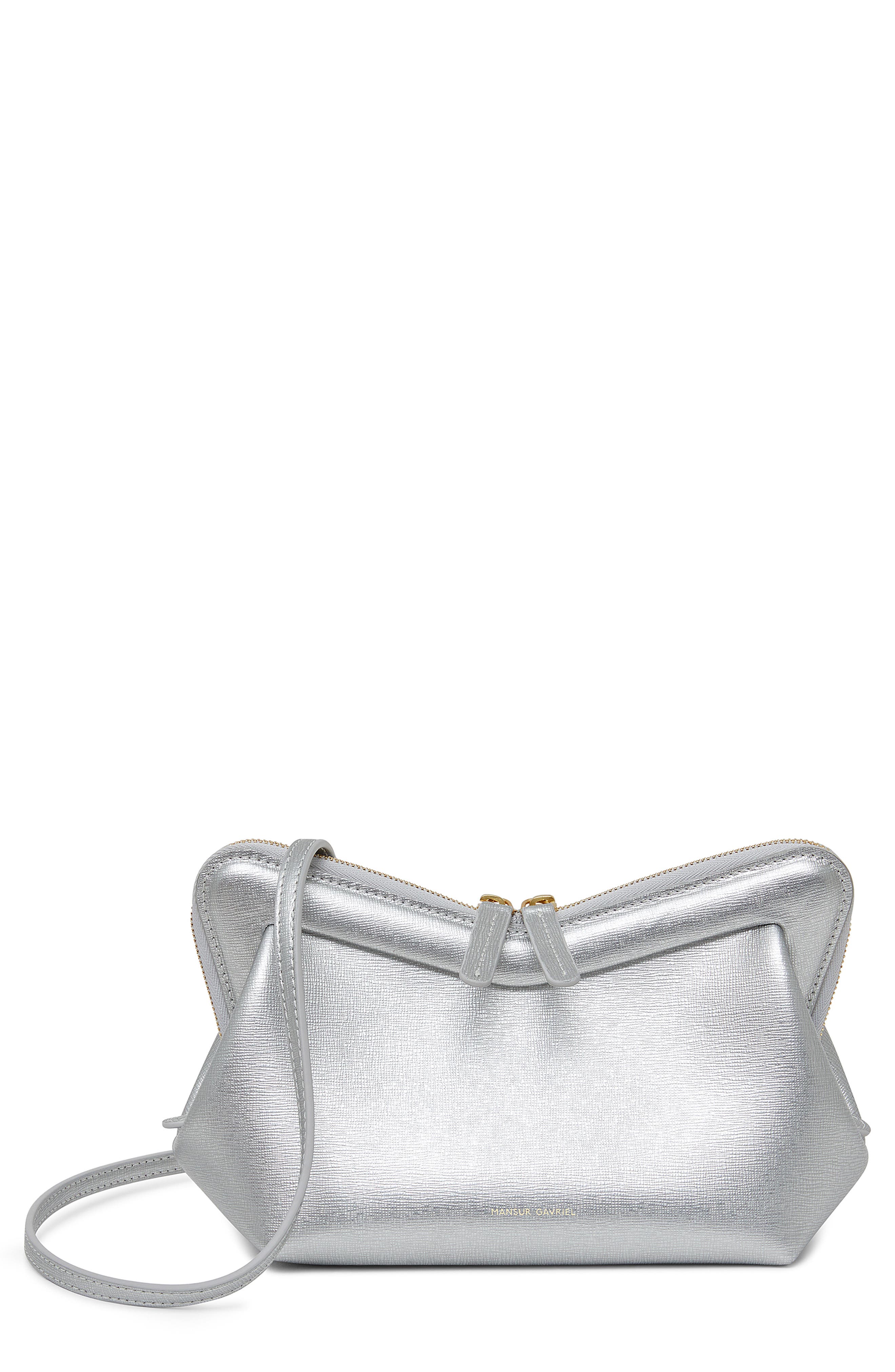 Mansur Gavriel Mini M Frame Metallic Leather Shoulder Bag, Main, color, 