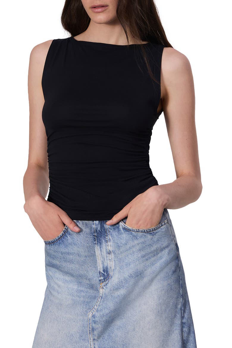 Luca Shirred Tank Top, Main, color, BLACK
