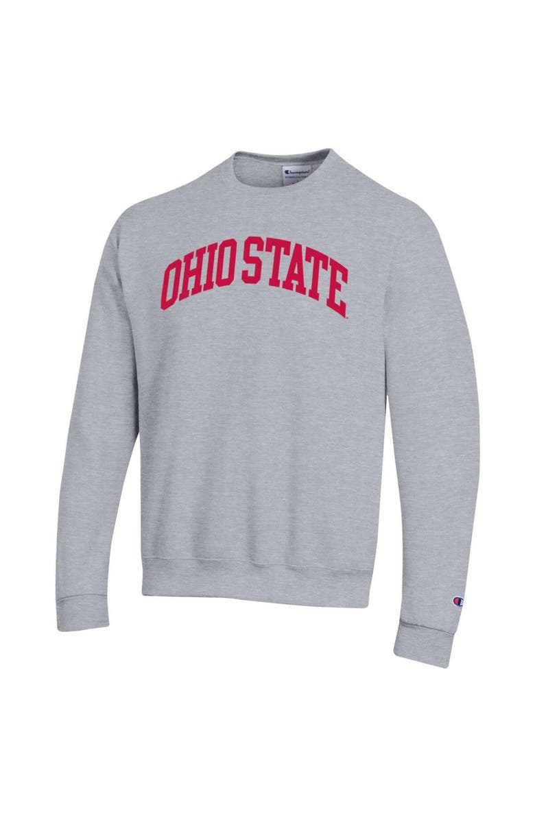 Champion Men's Champion  Heather Gray Ohio State Buckeyes Basic Arch Fleece Pullover Sweatshirt, Alternate, color, Heather Gray