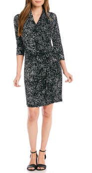 Karen Kane Cascade Dot Print Faux Wrap Dress