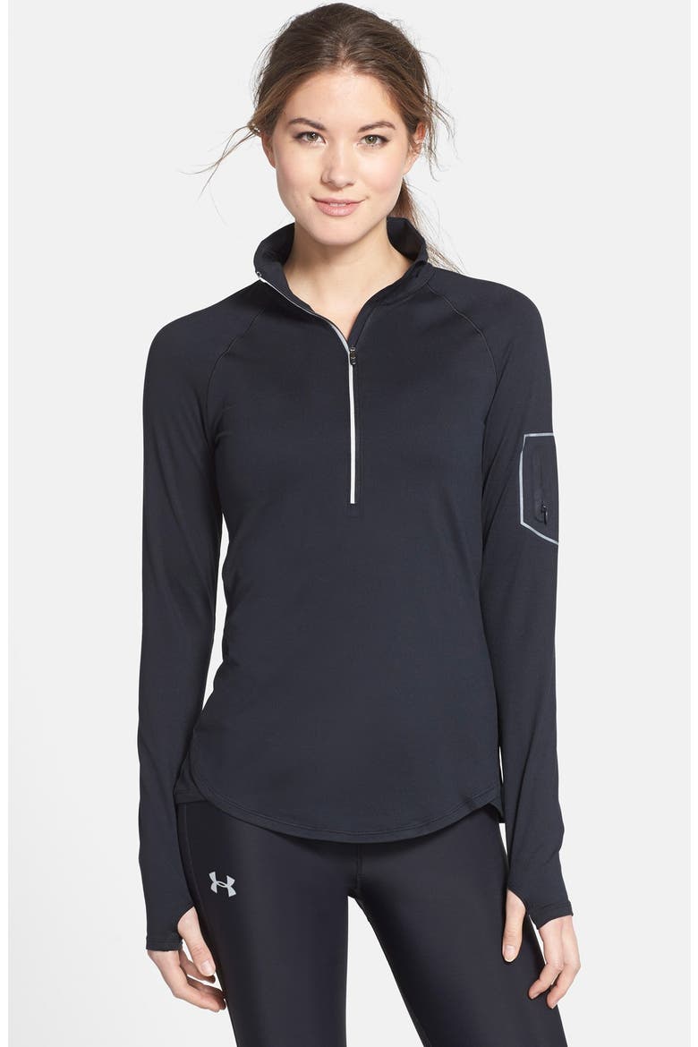 'Fly Fast' Half Zip Long Sleeve Top, Main, color, BLACK