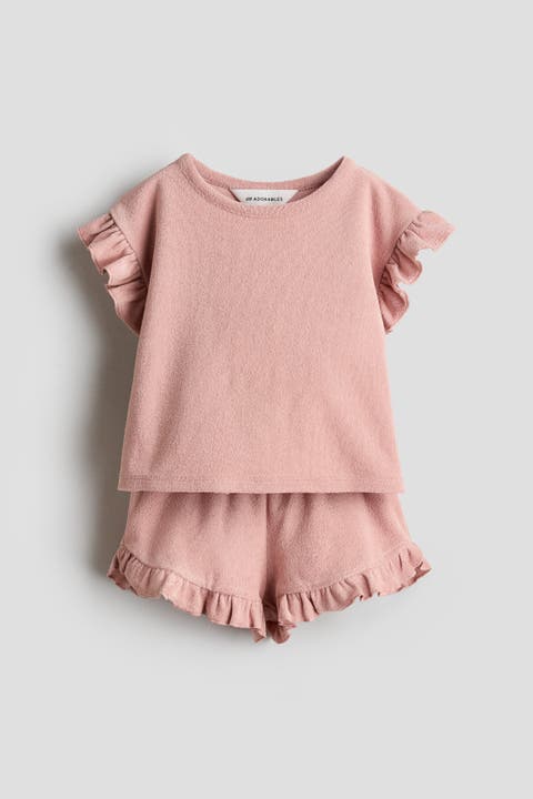 2-piece Frill-trimmed Terry Set