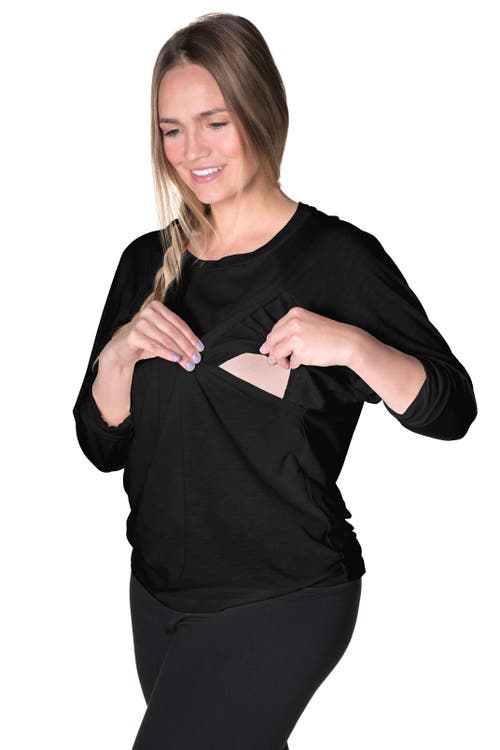 Bun Maternity Nursing Apparel Bliss Long Sleeve Nursing Top In Black