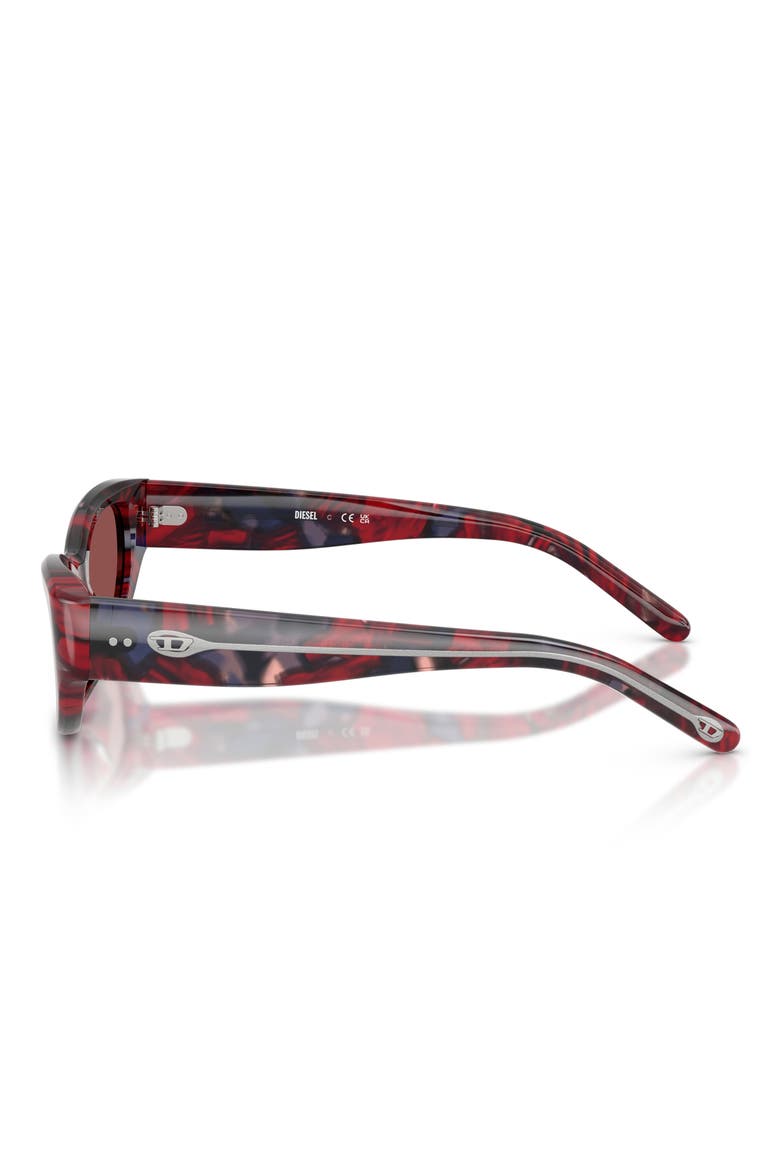 52mm Cat Eye Sunglasses, Alternate, color, RED HAVANA / DARK VIOLET